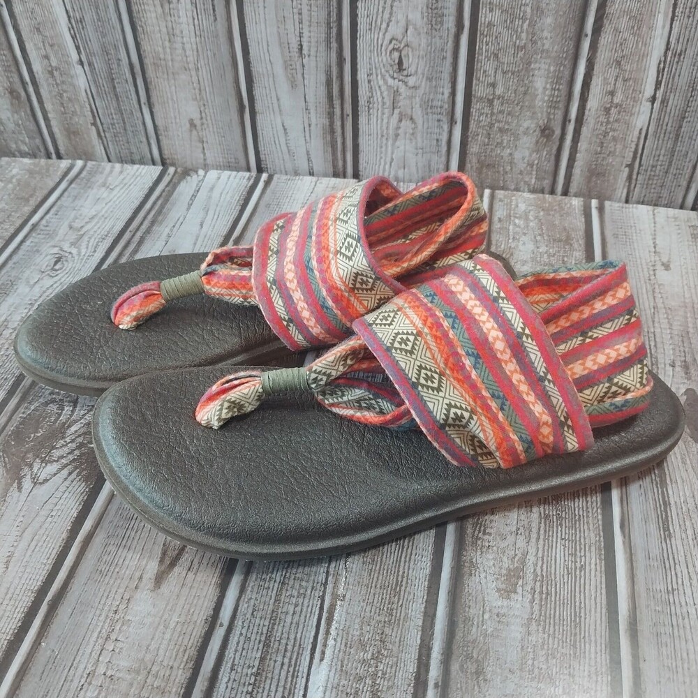 Sanuk Women Sandal Yoga Sling Southwest Aztec Print Size 6 Slingback Stretch